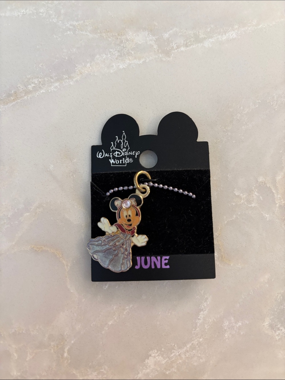 Disney Minnie Mouse Charm Necklace - June Birthstone NWT